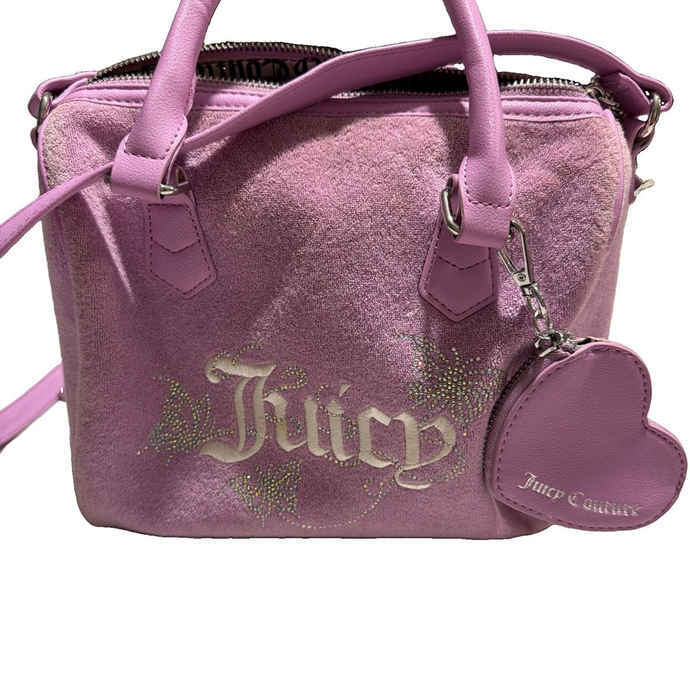 NWT Juicy Couture Wingin It Speedy Velour Satchel - Violet Tulle - Butterfly